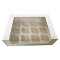 CUP CAKE BOX WITH WINDOW 330MM X 240MM X 100MM CUPCAKE 12UP WHITE EACH1 PACK8