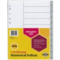 DIVIDERS MARBIG PP INDEX PLASTIC 110 TAB A4 GREY