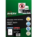 LABEL AVERY 959067 L7067 HEAVY DUTY LASER LABELS WATER RESISTANT  TEAR PROOF WHITE 1UP 1 PER SHEET 25PK