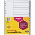 DIVIDERS A4 POLYPROPYLENE TAB INDEX 120 GREY