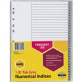 DIVIDERS A4 POLYPROPYLENE TAB  INDEX 131 GREY 