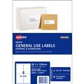 LABEL AVERY 938206 L7169GU GENERAL USE LASER INKJET COPIER LABELS 4UP 4 PER PAGE WHITE 100PK