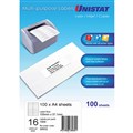 LABELS UNISTAT 38932 MULTIPURPOSE 105MM X 37MM 16UP WHITE 100PK