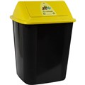 RUBBISH BIN WASTE PAPER GARBAGE ITALPLAST I184CM SEPARATION BIN WITH SWING TOP LID 32 LITRE COMINGLE YELLOW LID