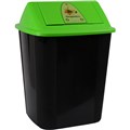 RUBBISH BIN WASTE PAPER GARBAGE ITALPLAST I184OG SEPARATION BIN WITH SWING TOP LID 32 LITRE ORGANICS GREEN LID