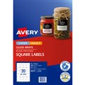 LABEL AVERY 980016 L7124 LASER  INKJET BLANK PRINTABLE LABELS SQUARE 20UP GLOSS WHITE 10PK