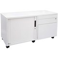 CREDENZA CUPBOARD CABINET MOBILE RAPIDLINE CADDY 1050 X 460 X 570MM LEFT HAND WHITE