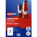LABEL AVERY 980052 L7147 LASER  INKJET BLANK PRINTABLE LABELS ROUND 24UP GLOSSY WHITE 240PK