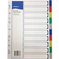 DIVIDERS A4 POLYPROPYLENE TAB INDEX 10 TAB ASSORTED COLOURS EACH1 PACK20