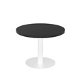 COFFEE TABLE RAPIDLINE ESTILLO CIRCULAR ROUND 600 X 425MM BLACK COLOURED TABLE TOP  WHITE POWDER COAT BASE