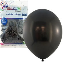 BALLOON ALPEN 30CM METALLIC BLACK 100PK