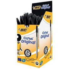 BALLPOINT PEN BIC CRISTAL MEDIUM BLACK 50PK