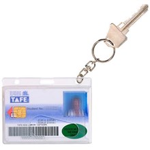 CARD HOLDER ID / CREDIT / FUEL WITH KEY RING CLEAR 10PK