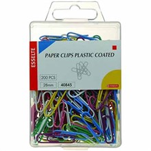 PAPER CLIP PAPERCLIP ESSELTE PLASTIC COATED 28MM 200PK