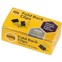 CLIP FOLDBACK MARBIG 15MM BLACK 12PK