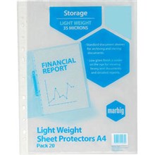 SHEET PROTECTOR LIGHTWEIGHT MARBIG COPYSAFE A4 20PK