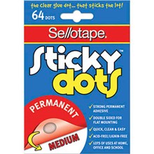 STICKY DOTS SELLOTAPE PERMANENT MEDIUM 64PK
