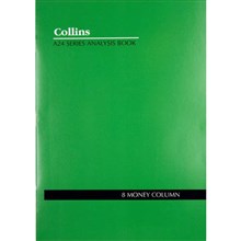 ACCOUNT BOOK COLLINS 10208 SERIES A24 ACCOUNT AND ANALYSIS BOOK 8MC 8 MONEY COLUMN A4 24 LEAF STAPLED RED