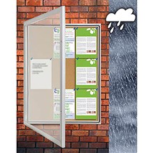 NOTICE BOARD VISIONCHART TX WEATHER RESISTANT NOTICE CASE 590MM X 760MM SILVER FRAME CORK BACKGROUND LOCKABLE OUTDOOR USE