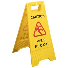SIGN CLEANING ' CAUTION WET FLOOR 'A FRAME SIGN YELLOW