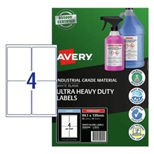 LABEL INDUSTRIAL GRADE AVERY ULTRA-RESISTANT OUTDOOR ULTRA HEAVY DUTY 959244 PERMANENT 99.1MM X 139MM 4UP WHITE 10PK
