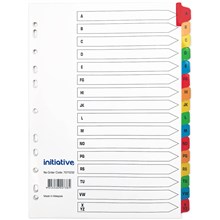 DIVIDERS INITIATIVE INDEX DIVIDERS A4 A-Z TAB COLOURED