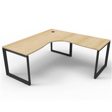 RAPID INFINITY DELUXE 1 PERSON LOOP LEG SINGLE SIDED CORNER WORKSTATION 1800 X 1500MM NATURAL OAK TOP / BLACK FRAME